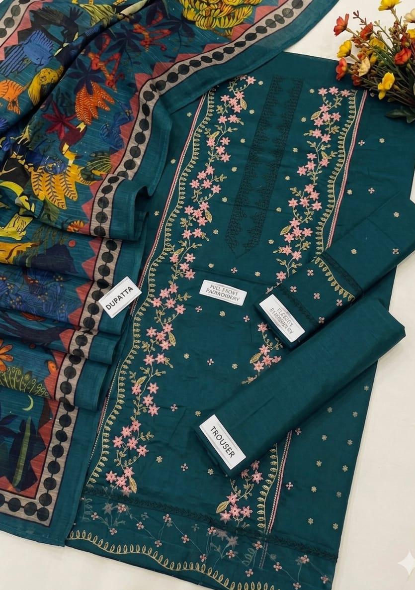 3 PC PRINTED LAWN SUIT MB 150