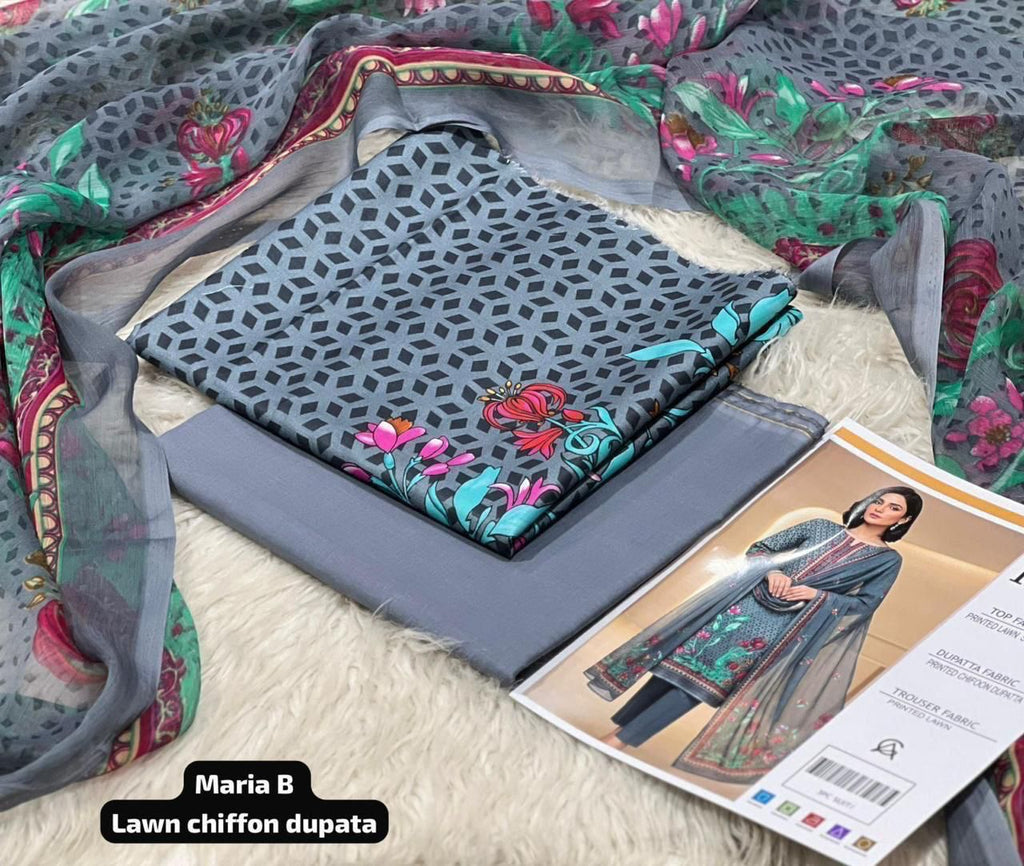 3 PC PRINTED LAWN SUIT MB 140