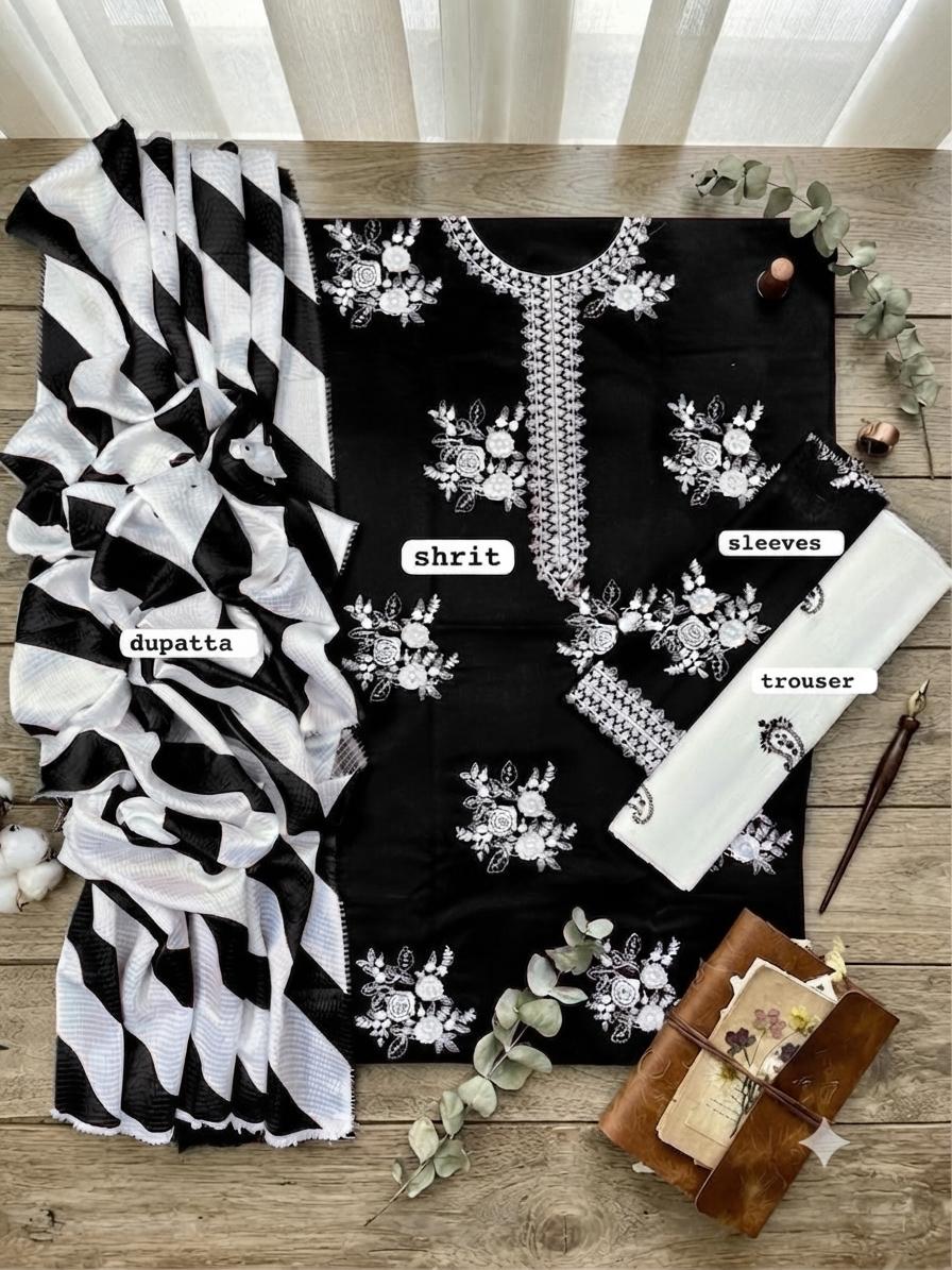 3PC EMBROIDERED SUIT - MB 154