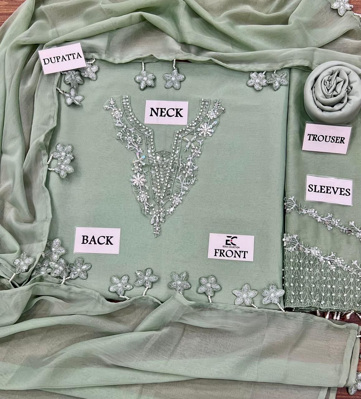 3PC EMBROIDERED SUIT - MB 158