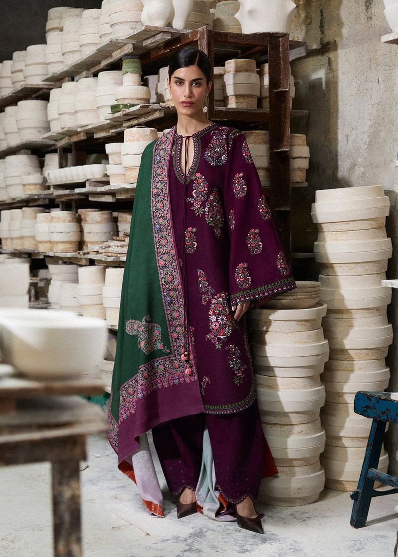 HUSSAIN REHAR Luxury Dhanak Embroidered 3-Piece Unstitched Suit