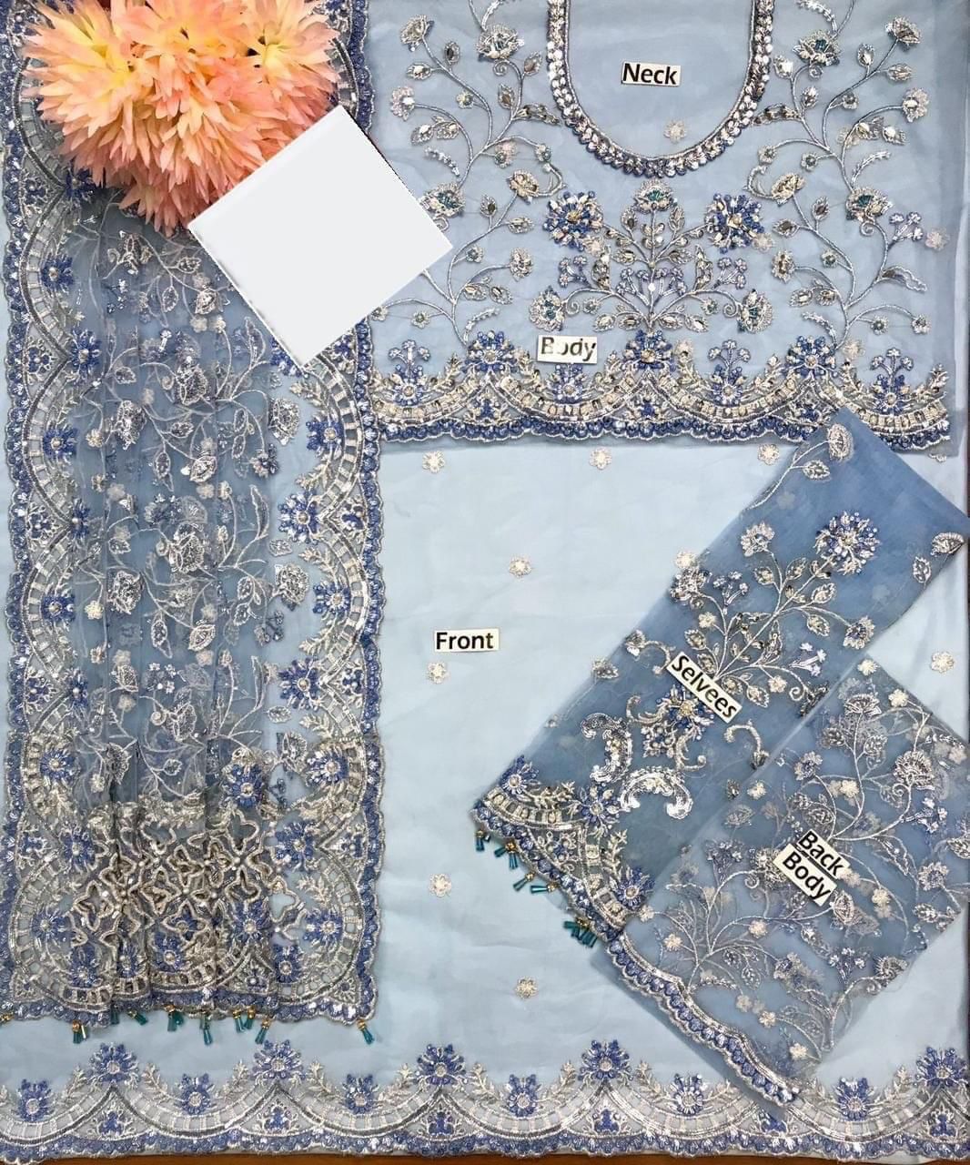 3PC EMBROIDERED SUIT - MB 167
