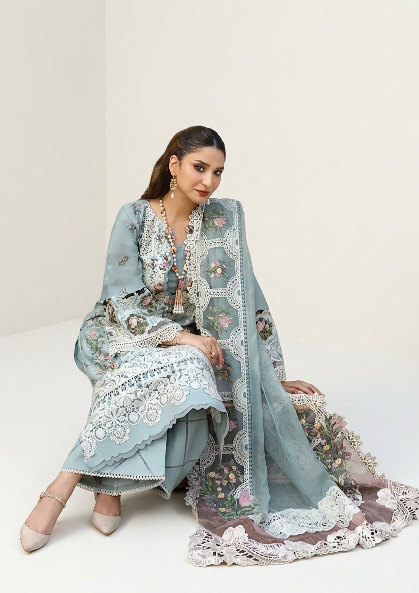 3PC EMBROIDERED SUIT - MB 183