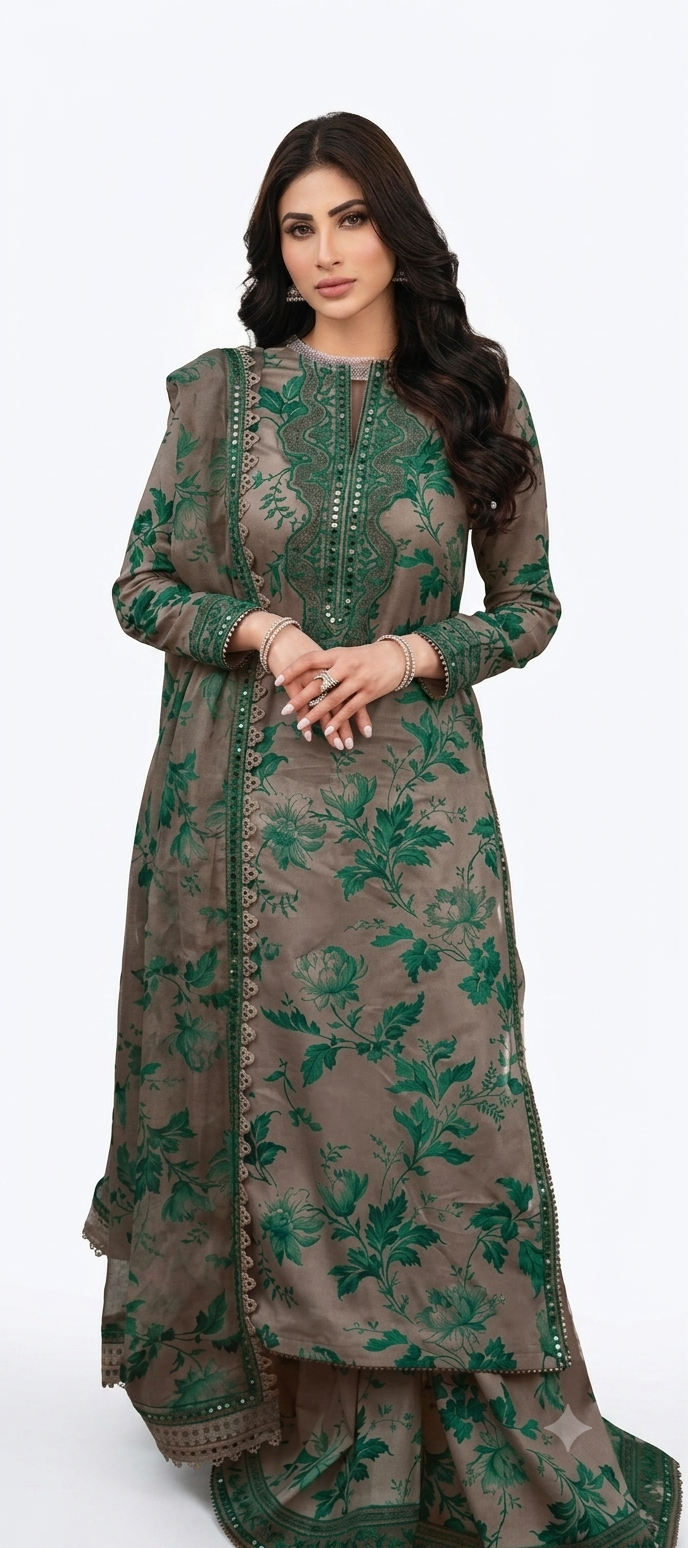 3PC EMBROIDERED SUIT - MB 175