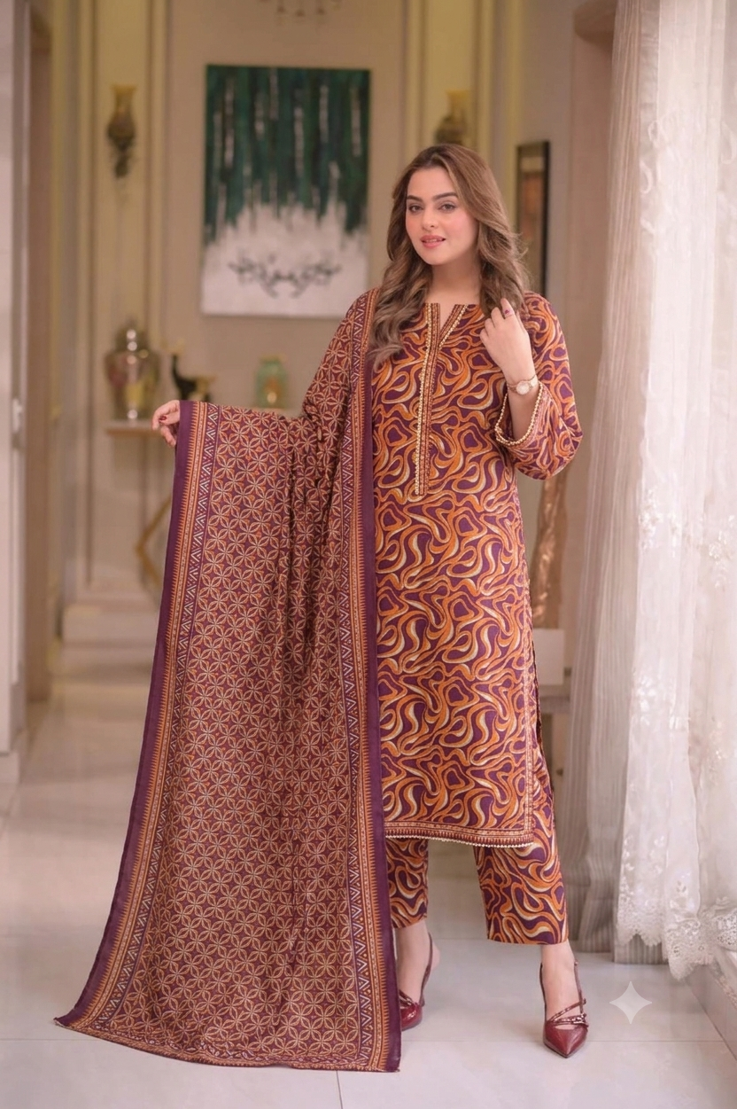 3PC EMBROIDERED SUIT - MB 162
