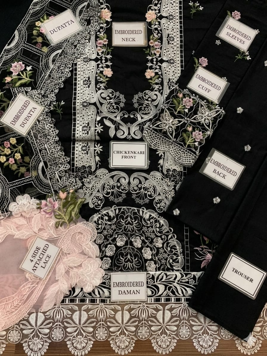 3PC EMBROIDERED SUIT - MB 179