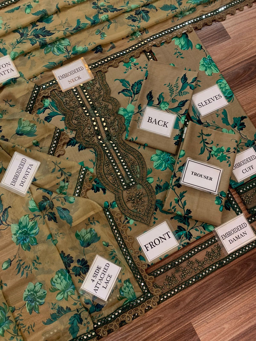 3PC EMBROIDERED SUIT - MB 175