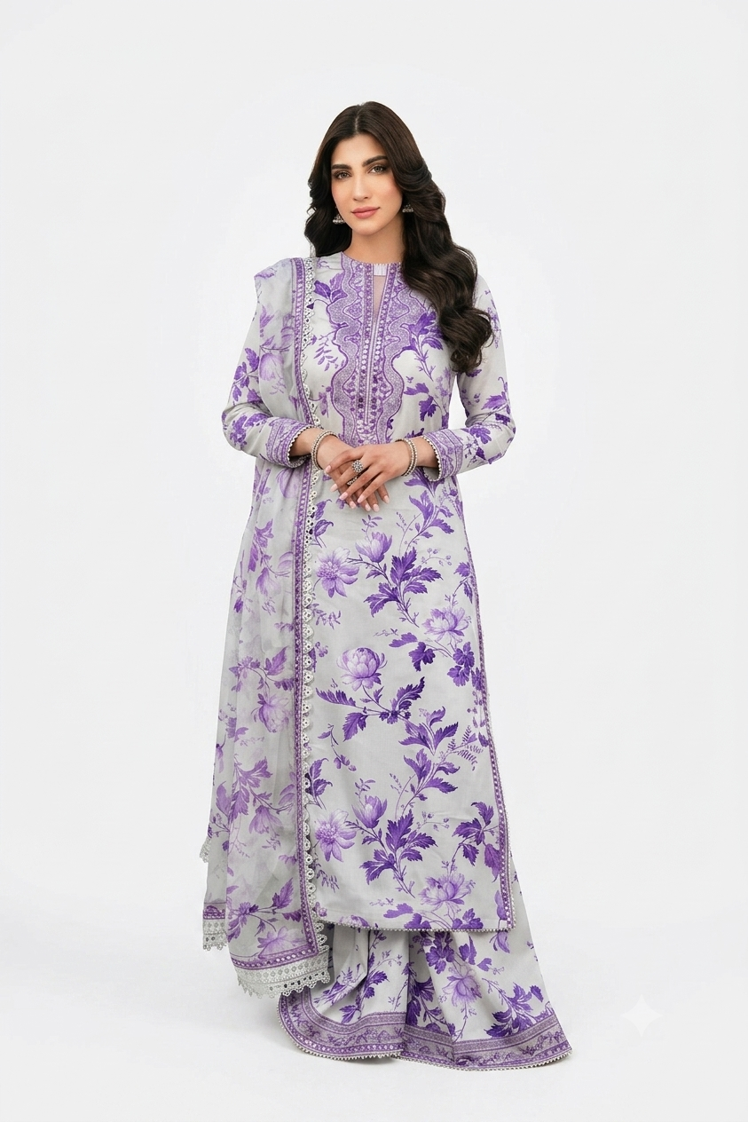 3PC EMBROIDERED SUIT - MB 174
