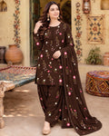 Unstitched 3 Piece Dhanak Embroidered Suit