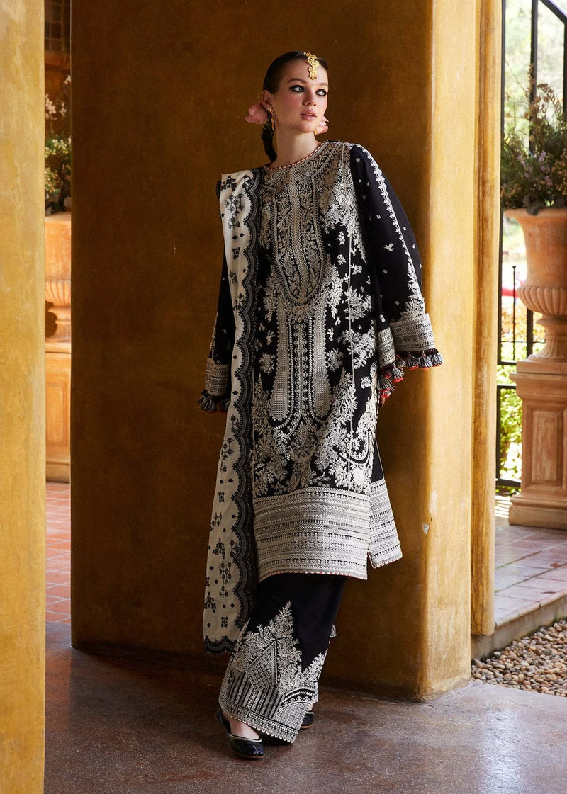HUSSAIN REHAR Luxury Dhanak Embroidered 3-Piece Unstitched Suit.